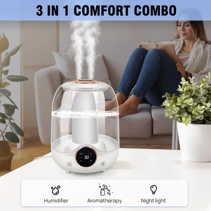 3L Air Humidifier, Home Humidifier Essential oil Diffuser,Cool Mist Humidifier for Home Office,Auto-off, 7 Color Night Lights