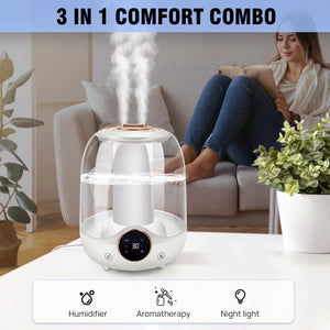 3L Air Humidifier, Home Humidifier Essential oil Diffuser,Cool Mist Humidifier for Home Office,Auto-off, 7 Color Night Lights