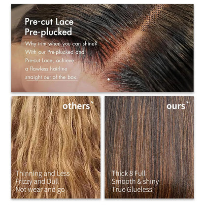 Short Ombre Honey Blonde Bob Wigs Human Hair Honey Brown Straight Human Hair Wigs Lace Part 1B30 Brown Wigs for Black Women