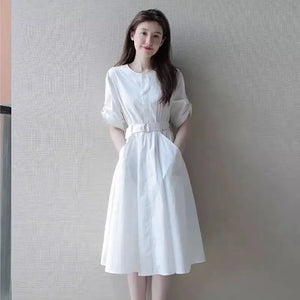 Women's Dress White Clothing Midi Formal Occasion Female Dresses 2024 Outfits Luxury Chic and Elegant Pretty Fashion Y2k Loose X