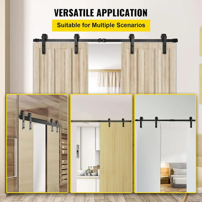 Sliding Barn Door Hardware Kit, 9FT Barn Door Kit, 330LBS Load-Bearing Double Barn Door Hardware Kit, Carbon Steel Barn Door