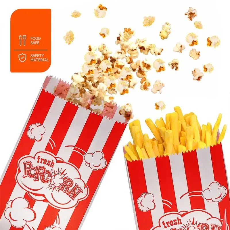 50pcs Popcorn Bags Popcorn Paper Bags Paper Popcorn Bags Grease Proof Bags Paper Packing Bags