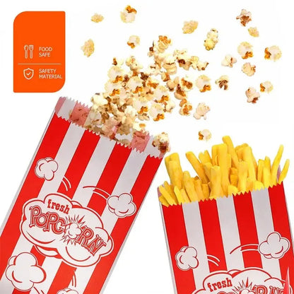 50pcs Popcorn Bags Popcorn Paper Bags Paper Popcorn Bags Grease Proof Bags Paper Packing Bags