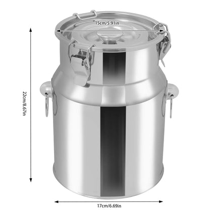 201 Stainless Steel Milk Can Wear-Resistant Sealed Barrel Large Capacity for Breakfast Restaurant and Milk Shop Easy to Clean