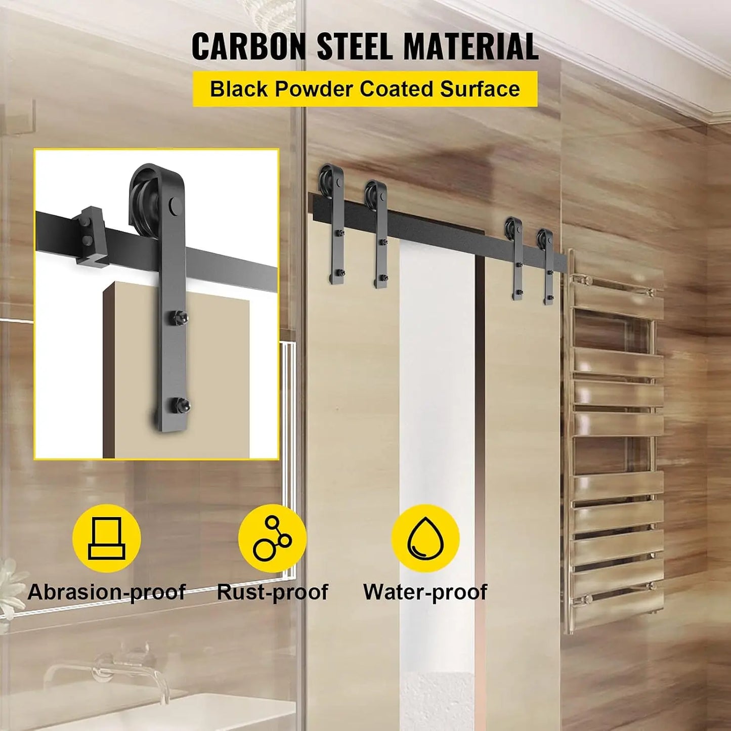Sliding Barn Door Hardware Kit, 9FT Barn Door Kit, 330LBS Load-Bearing Double Barn Door Hardware Kit, Carbon Steel Barn Door