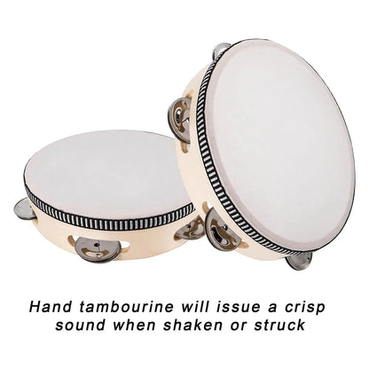 4inch 6inch Hand Held Drum Tambourine Drum Metal Jingles Percussion Musical Instrument For KTV Party Games
