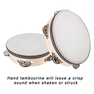 4inch 6inch Hand Held Drum Tambourine Drum Metal Jingles Percussion Musical Instrument For KTV Party Games