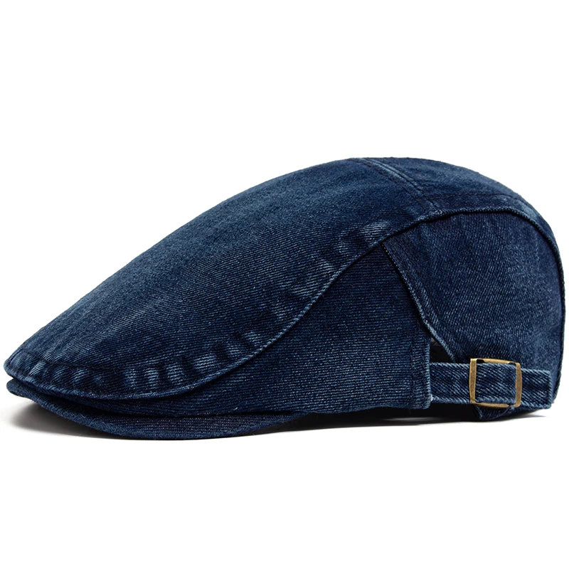 New Denim Cotton Beret Men Vintage Newsboy Cap Spring Autumn Casual Women Visor Fashion Cool Flat Hat Adjustable Berets