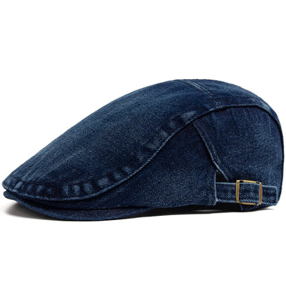New Denim Cotton Beret Men Vintage Newsboy Cap Spring Autumn Casual Women Visor Fashion Cool Flat Hat Adjustable Berets