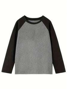 Women's Clothing Tops O-Neck Long Sleeve Thick Office Lady Commuter Autumn Winter Casual Printed All-match T-shirt