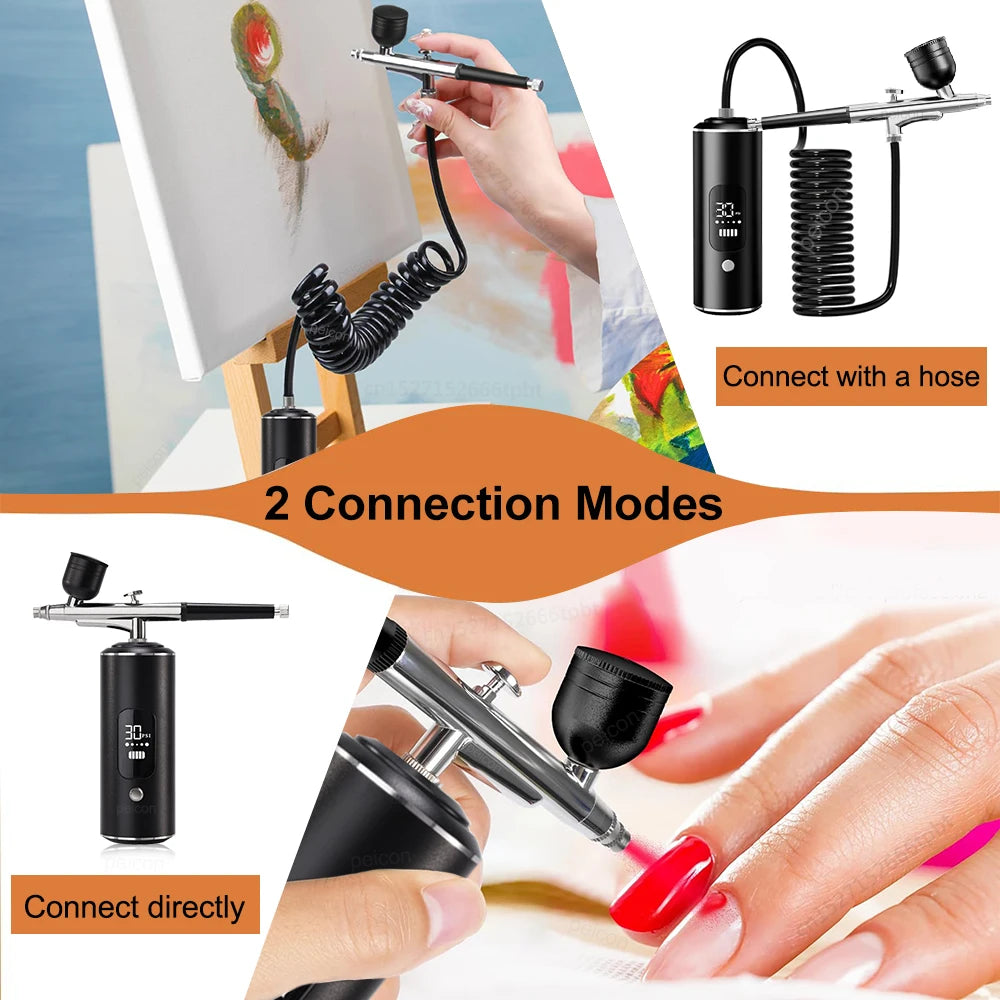Nails Art Painting Airbrush With Compressor For Cake Decoration Makeup Manicure Nail Airbrush Portable Varnish Paint Sprayer Gun