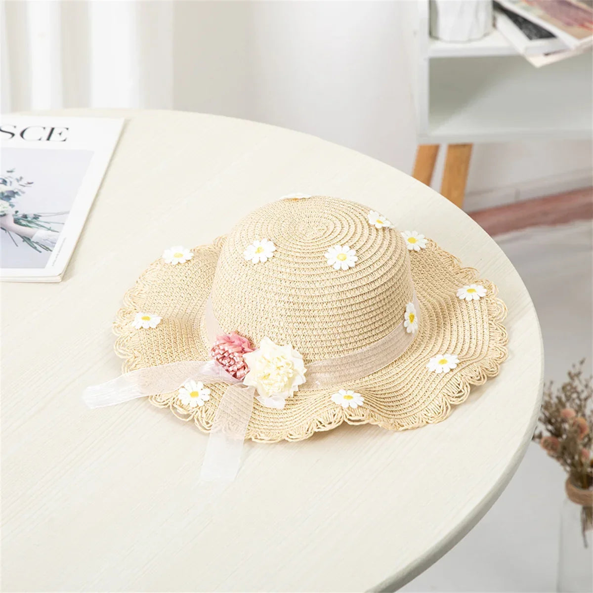 Kids Sun Hat Girls Summer New Straw Bag Cap Set Baby Travel Sun Protection Beach Hats Sun Fisherman Hat