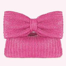 Load image into Gallery viewer, Women Weaving Clutch Bag Zipper Closure with Bow Simple Clutch Purse Versatile Female Party Wedding Bag
