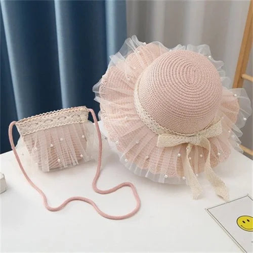 Children Sunscreen Sun Hat Kids Girls Summer Fashion Straw Hat And Bag For Girls Cool Hat Girl Cute Breathable Baby Accessories