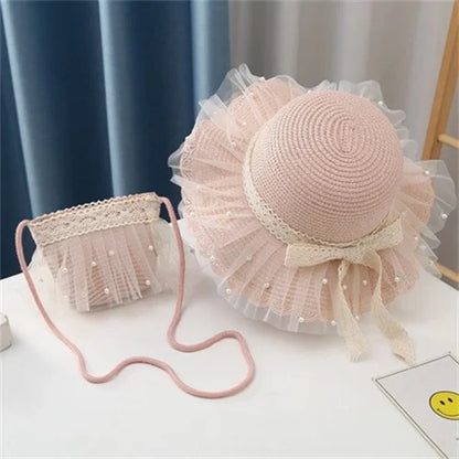 Children Sunscreen Sun Hat Kids Girls Summer Fashion Straw Hat And Bag For Girls Cool Hat Girl Cute Breathable Baby Accessories