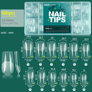 NAILPOP Soft Gel Nail Tips 600PCS Pre-Buff Full Cover Coffin Almond  Oval Shaped Nail Extenison Tips Half Matte Gel X Fake Nails