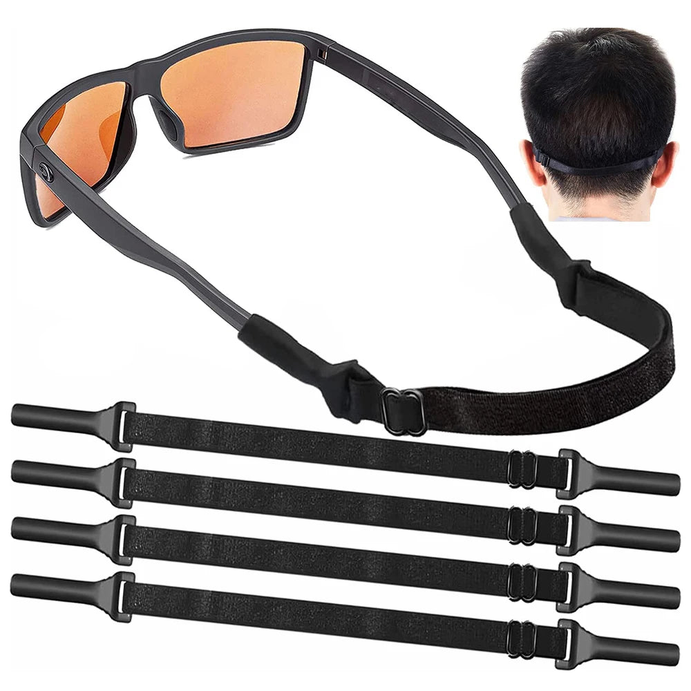 Sports Glasses Strap for Kids & Adults, 4pcs Adjustable No Tail Eyeglass Straps, Universal Fit Rope Eyewear Retainer