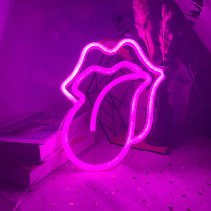 New Stunning Exquisite and Sexy Angel Wings Lip Sign Lamp - Perfect Gift for Parties - Ideal for Decorating Tables, Rooms, Shops