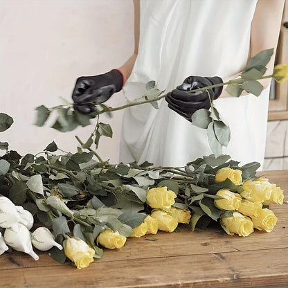 5 pairs Black Nylon Gardening Gloves with Non-Slip PU Coating - Durable, for Lawn Care & Garden Tools