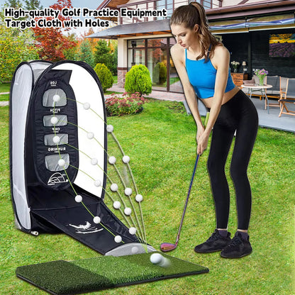 Golf Net, Golf Practice Net for Backyard Driving, Indoor Golf Training Chipping Aid Net with Turf, Tee, White Balls