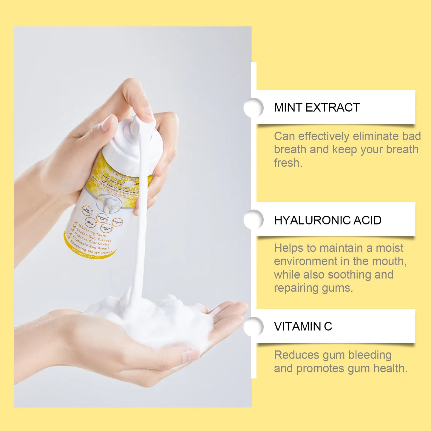 Teeth Cleansing Mousse Removes Smoke Stains Removes Yellowing Freshens Breath Effectively Whitens and Removes Yellowing Oral Car