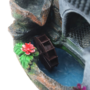 LED Desktop Water Fountain Waterfall Ornament w/ Pump Office Home Indoor Decor