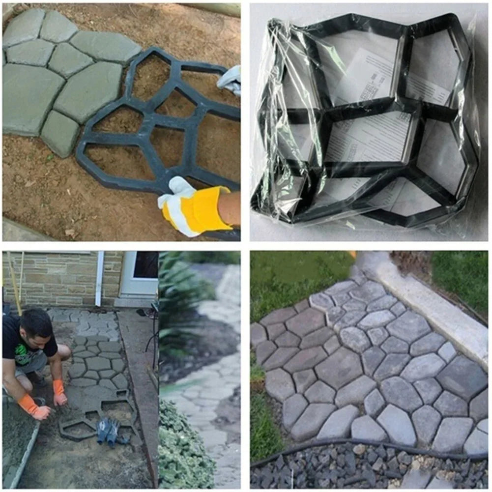 Garden Mold Walk Pavement Reusable DIY Manually Paving Cement Brick Stone Road Concrete Molds Manually Paving Patio Molds