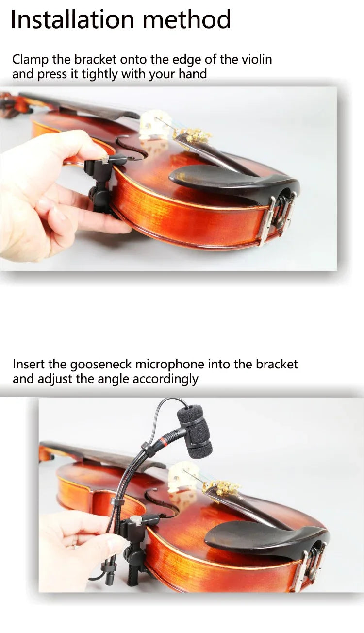 Instrument Microphone Clip Clamp for Violin Mandolin Cello and Wooden Guitar, Mic Stand Rackmount