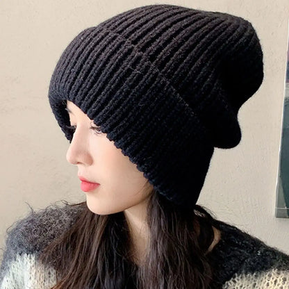 Winter Warm Hats for Women Casual Stacking Knitted Bonnet Caps Men Hats Simple Solid Color Hip Hop Unisex Female Beanies