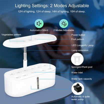 Plant Hydroponics System Growing Indoor Garden LED Light Smart Planting Machine Self Watering Indoor Home Gardening Planter