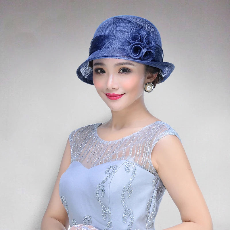 FS Wedding Top Hats For Women Elegant Church Sun Protection Cap Ladies Purple Breathable Sunshade Formal Occasion Millinery
