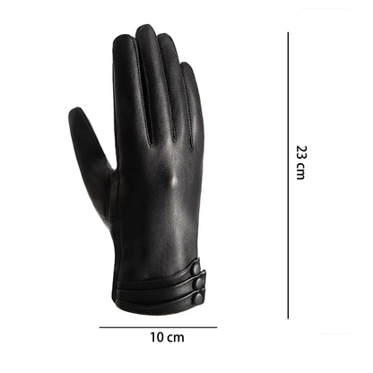 Women's Gloves Winter Outdoor Fashion Comfortable Warm Glove Plush Touch Screen Driving PU Leather Gloves