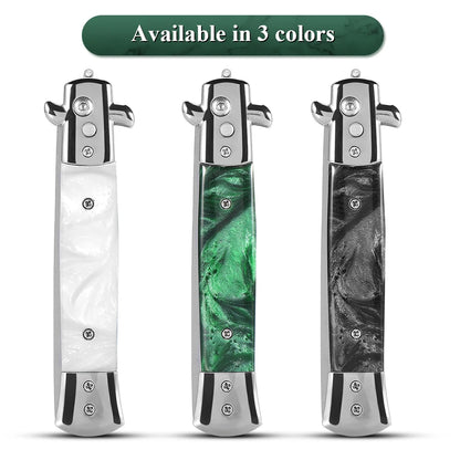 Knife Comb Pocket Comb Spring Comb 3Colors Stainless Steel Switchblade Spring Pocket Oil Hair Comb Foldable Hairstyling Brush