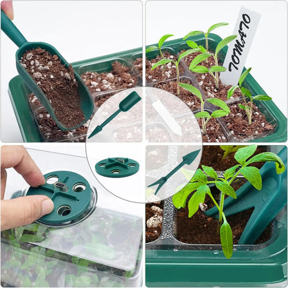 Full-Featured Seedling System, Moisturizing and Insect-Proof Transparent Cover, Layered Drainage Tray, Home Gardening Nursery Greenhouse Kit