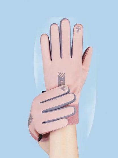 Womens Autumn and Winter Sports Warm Gloves Waterproof and Anti Slip Cycling Gloves Wind and Cold Resistant Outdoor Activity Glo
