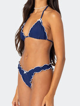 Load image into Gallery viewer, Women s Ruffle Trim Halter Neck Tie-up Bikini Set with High Waisted Bottoms for Beach Pool Party Outfits
