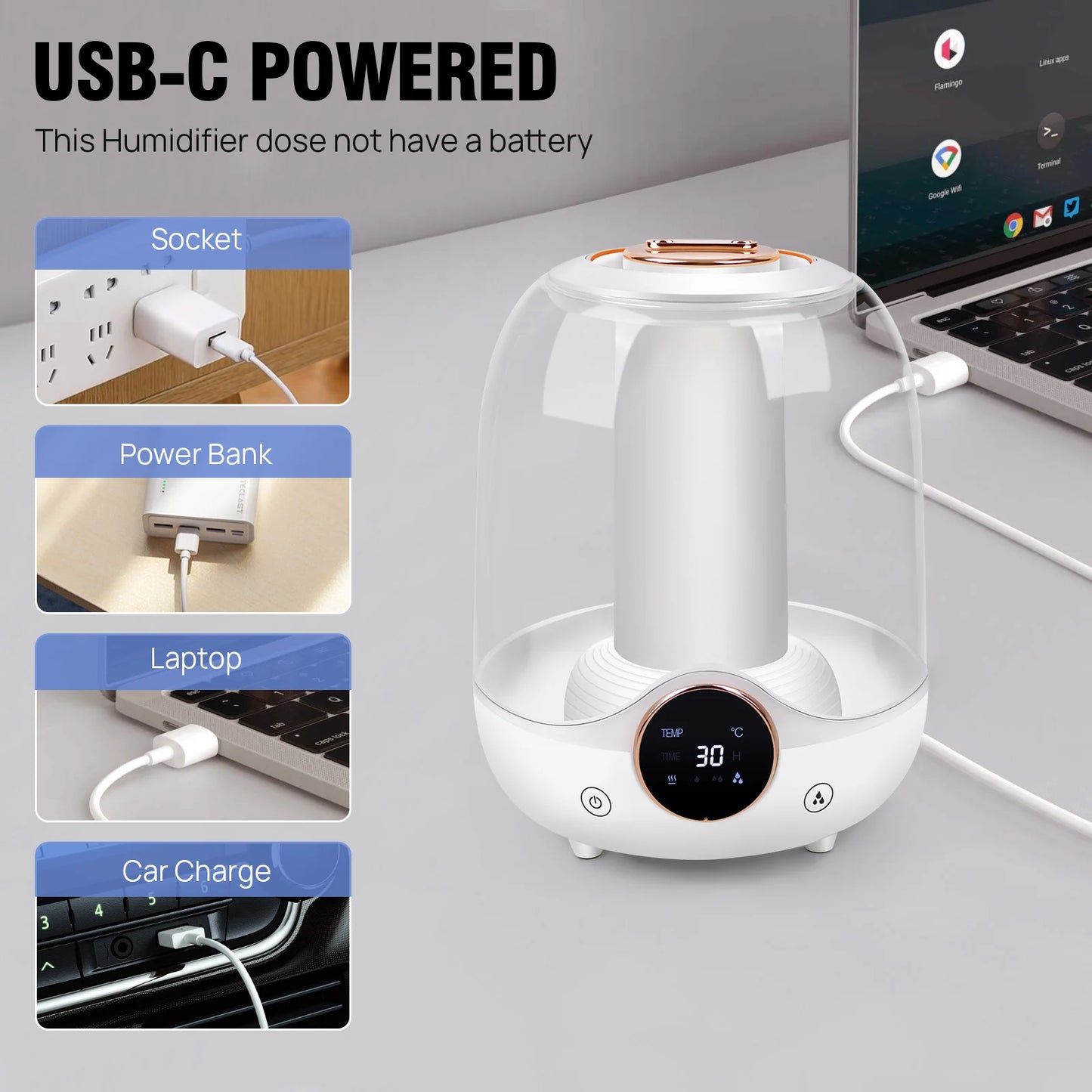 3L Air Humidifier, Home Humidifier Essential oil Diffuser,Cool Mist Humidifier for Home Office,Auto-off, 7 Color Night Lights