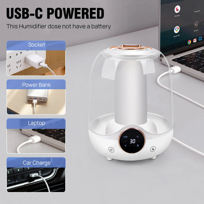 3L Air Humidifier, Home Humidifier Essential oil Diffuser,Cool Mist Humidifier for Home Office,Auto-off, 7 Color Night Lights