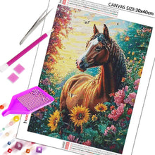 Load image into Gallery viewer, 5D DIY Diamond Painting Horse Flower Diamond Mosaic Animal New Collection Decorative Paintings
