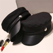 Load image into Gallery viewer, Casual Women Men Hat Spring Autumn Sailor Hats Black Ladies Beret Caps Flat Top Captain Cap Travel Cadet Octagonal Hat
