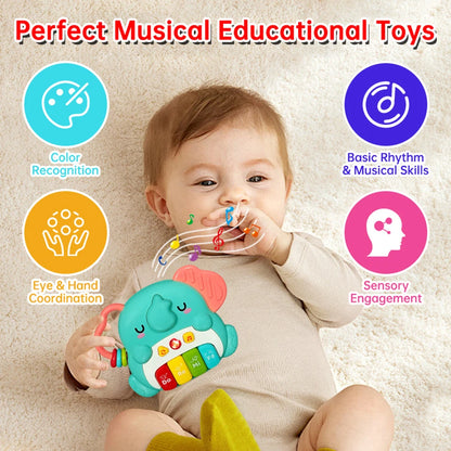 Kids Cartoon Piano Keyboard Game with Animal Sounds Flashing Light Music Baby Instrument Music Toys Educational Toys Kids Gifts