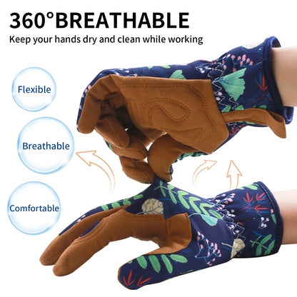 Gardening Gloves for Women Breathable leather Garden Gloves with Grip Thorn-Proof Puncture-Resistant Work Gloves
