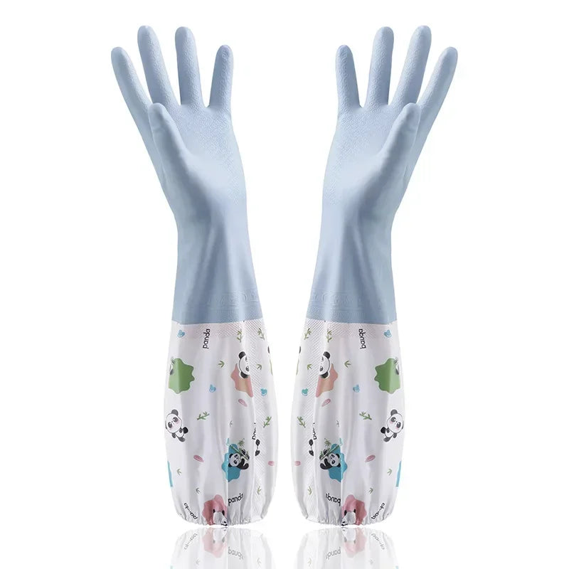 Women's Kitchen Gloves - Durable, Extended Waterproof Rubber Gloves for Dishwashing, Cleaning, Laundry & Household Chores - Comf