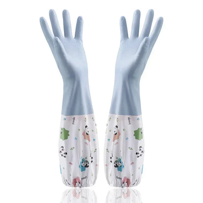 Women's Kitchen Gloves - Durable, Extended Waterproof Rubber Gloves for Dishwashing, Cleaning, Laundry & Household Chores - Comf