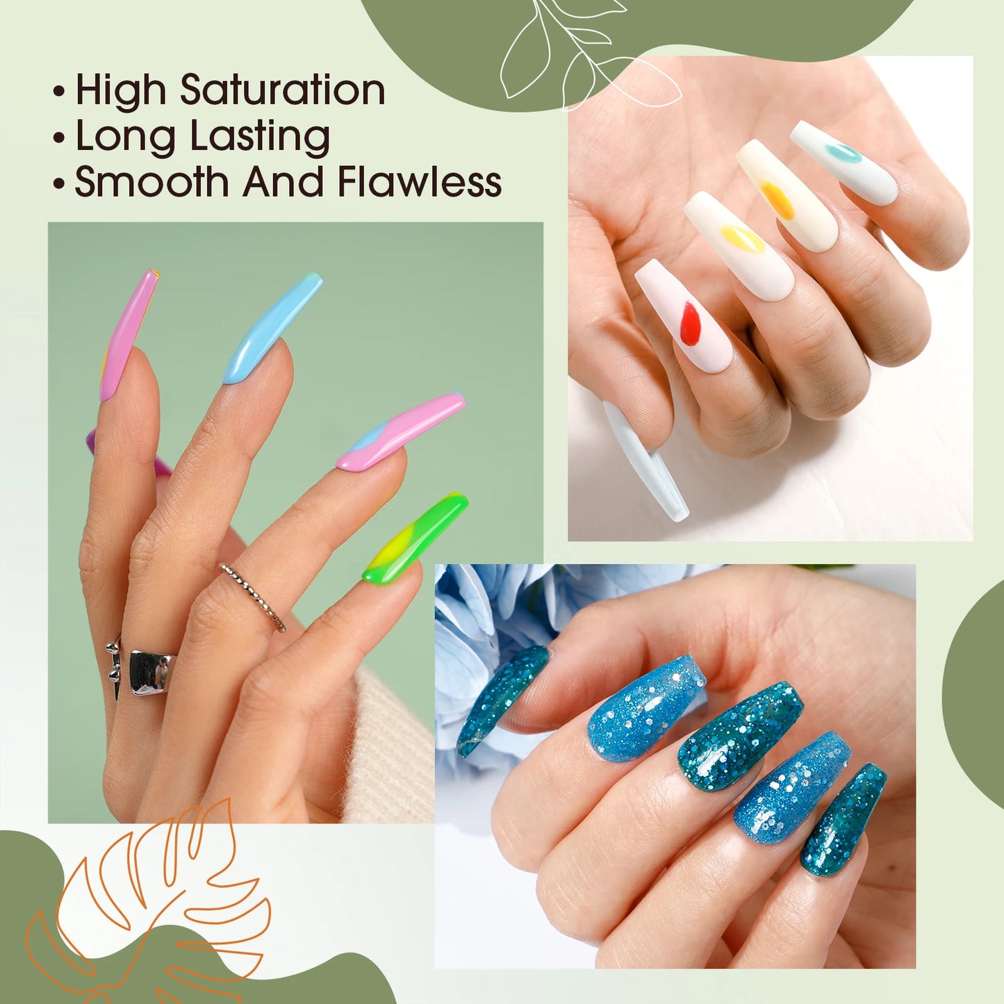 ROSALIND 29PCS Dip Nails Powder Starter Kit, 20 Colors Dip Powder Nail Kit Red Green Orange Glitter Series Nail Dip Powder Color