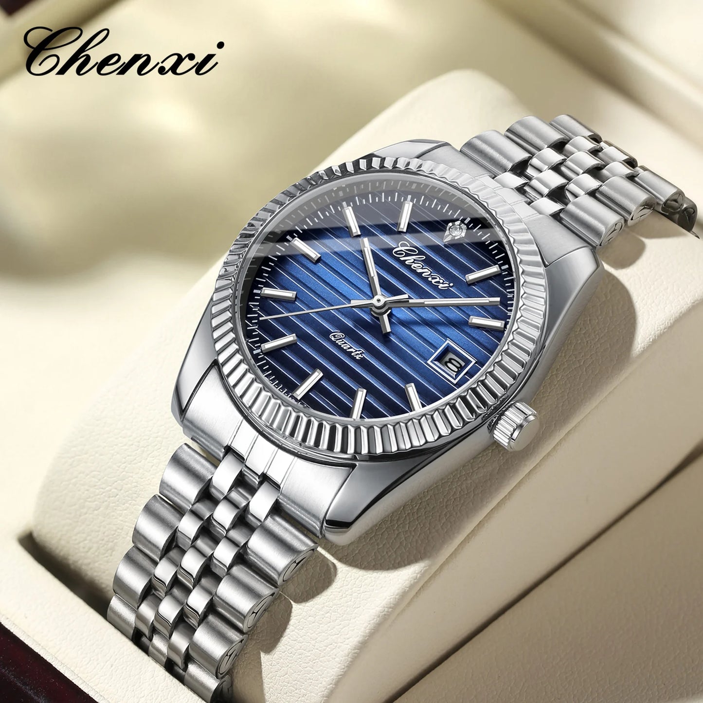 Watches For Men High Quality Brand Luxury Luminous Date Quartz Watch Waterproof Stainless Steel Wristwatch Fashion New CHENXI