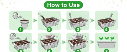 Seed starter tray with grow lights, 1 seed germination kit with adjustable humidity dome, seedling starter tray with raised lid.