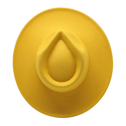 Womens Felt Hat Fedoras Big Brim Hats for Women British Style Vintage Church Hats Lady Flat Brim White Jazz Cap