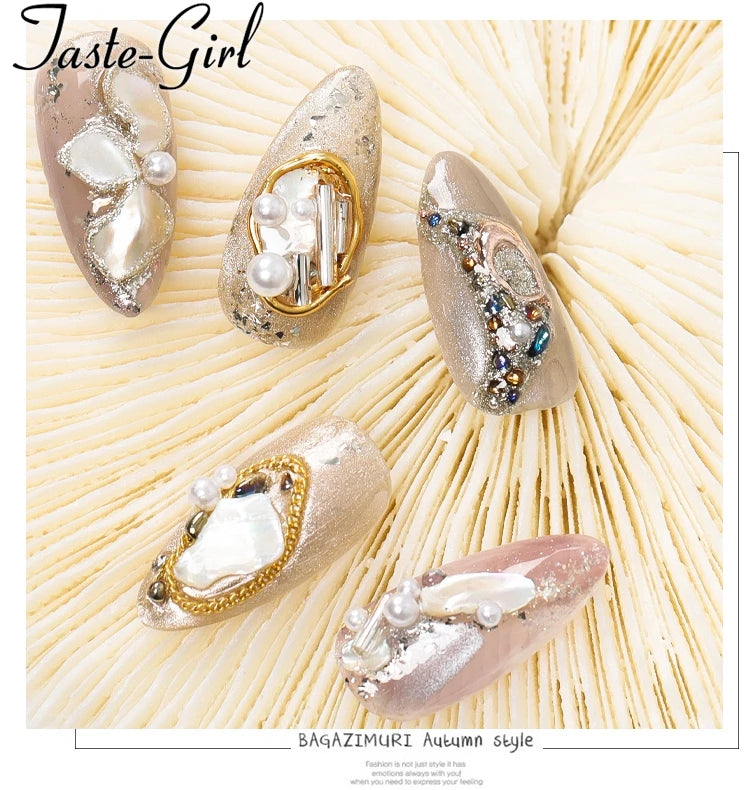 1 Pot Nails Abalone Shell Fragments Texture Natural Sea Shell 3d Charm Nail Art Decoration Slice DIY Beauty Salon Tools new