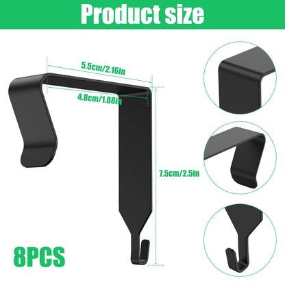 8Pcs Over The Door Hooks Metal Over The Door Hangers Strong Bearing Capacity Clothes Hooks Sturdy Anti-Slip Over The Door Hooks